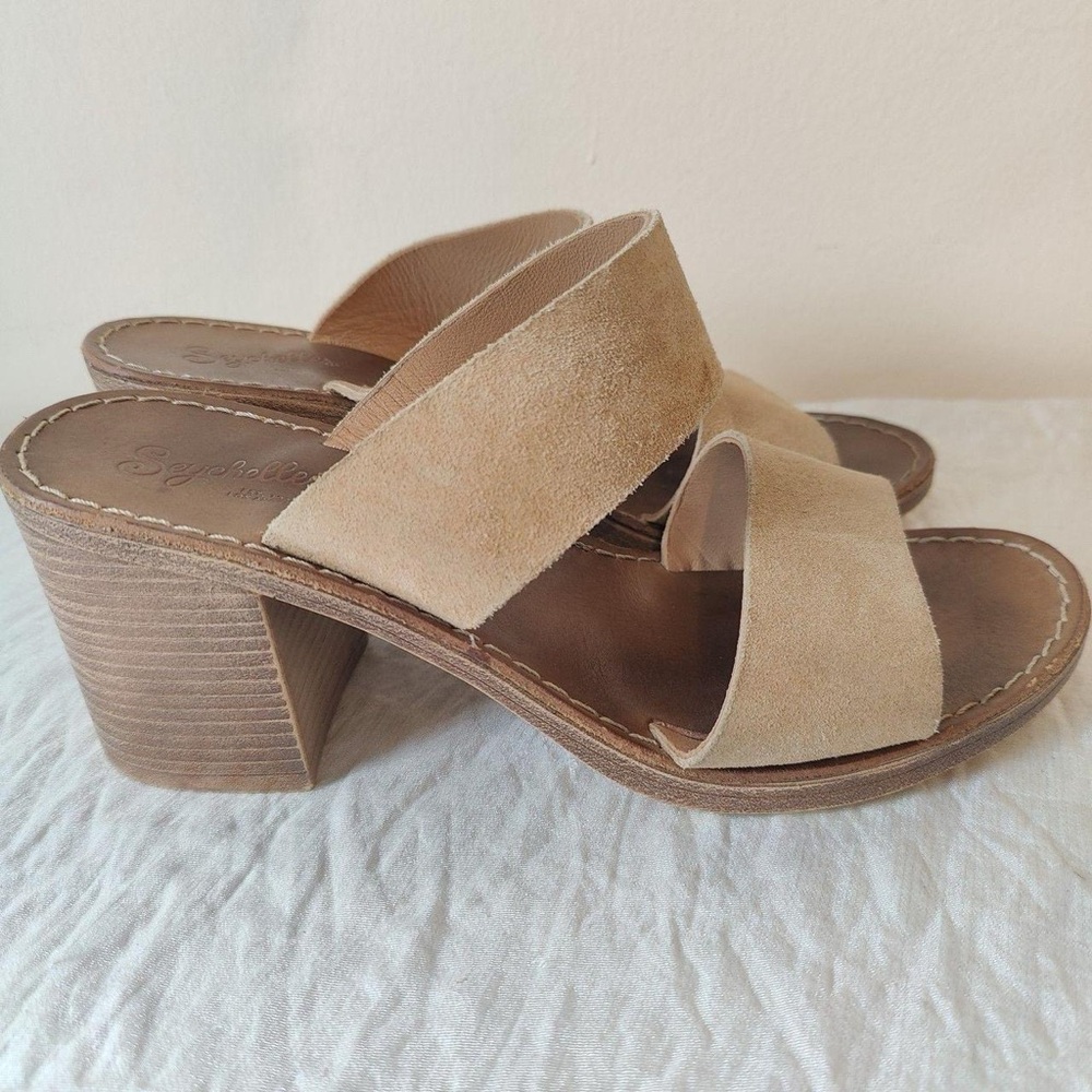 Seychelles Beige Block Heel Sandals